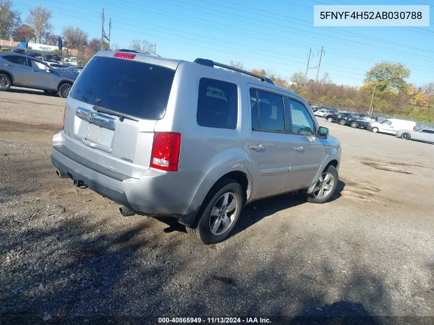 2010 Honda Pilot Ex-L VIN: 5FNYF4H52AB030788 Lot: 40865949