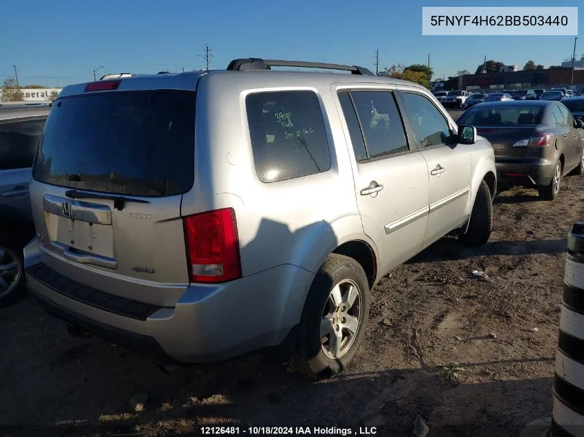 2011 Honda Pilot VIN: 5FNYF4H62BB503440 Lot: 12126481