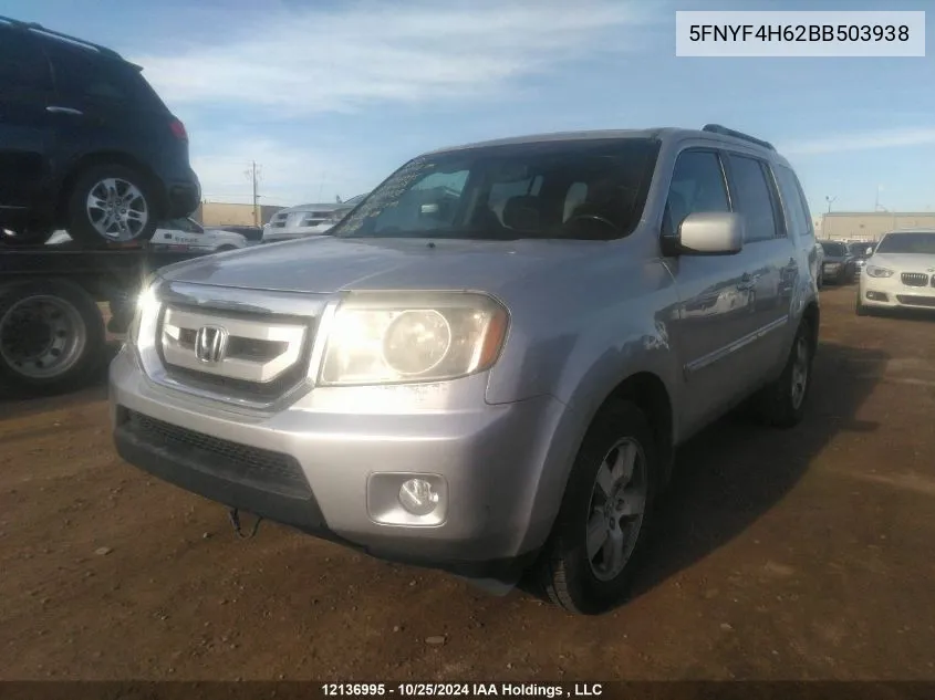 2011 Honda Pilot VIN: 5FNYF4H62BB503938 Lot: 12136995