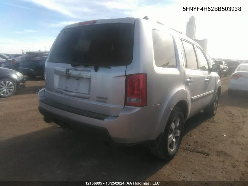 2011 Honda Pilot VIN: 5FNYF4H62BB503938 Lot: 12136995