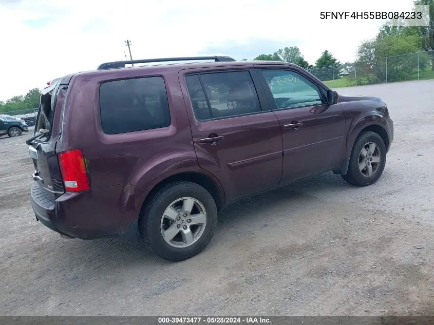 2011 Honda Pilot Ex-L VIN: 5FNYF4H55BB084233 Lot: 39473477