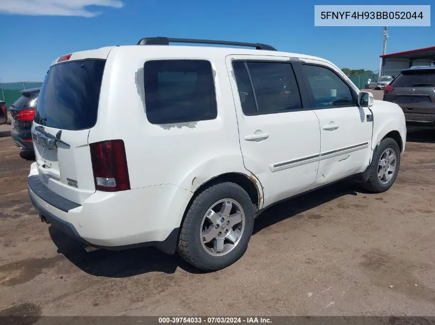 2011 Honda Pilot Touring VIN: 5FNYF4H93BB052044 Lot: 39754033