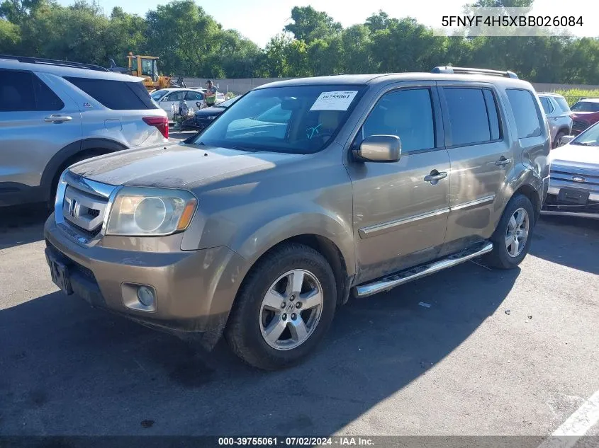 2011 Honda Pilot Ex-L VIN: 5FNYF4H5XBB026084 Lot: 39755061