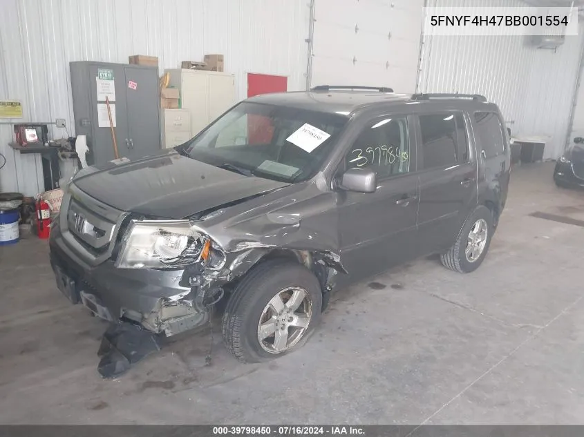 2011 Honda Pilot Ex VIN: 5FNYF4H47BB001554 Lot: 39798450