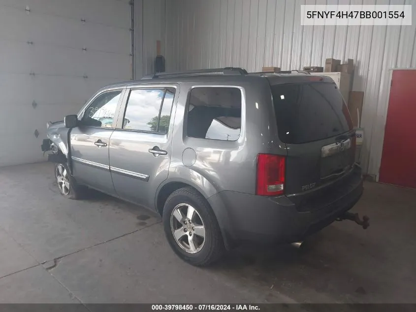 2011 Honda Pilot Ex VIN: 5FNYF4H47BB001554 Lot: 39798450