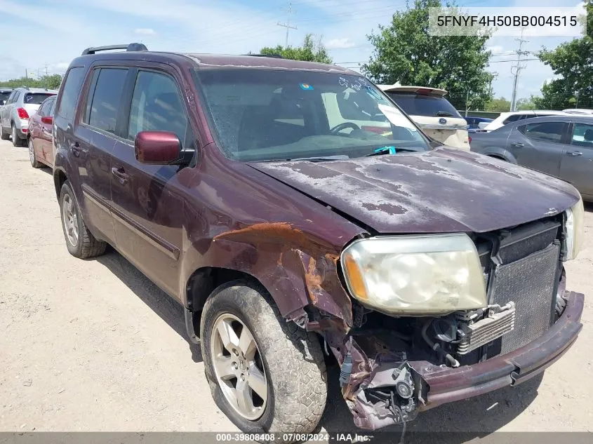 2011 Honda Pilot Ex-L VIN: 5FNYF4H50BB004515 Lot: 39808408