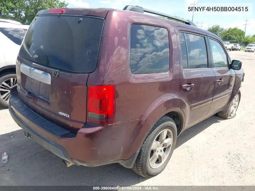 2011 Honda Pilot Ex-L VIN: 5FNYF4H50BB004515 Lot: 39808408