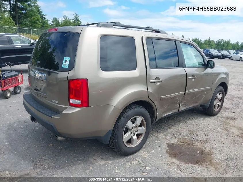 2011 Honda Pilot Ex-L VIN: 5FNYF4H56BB023683 Lot: 39814021