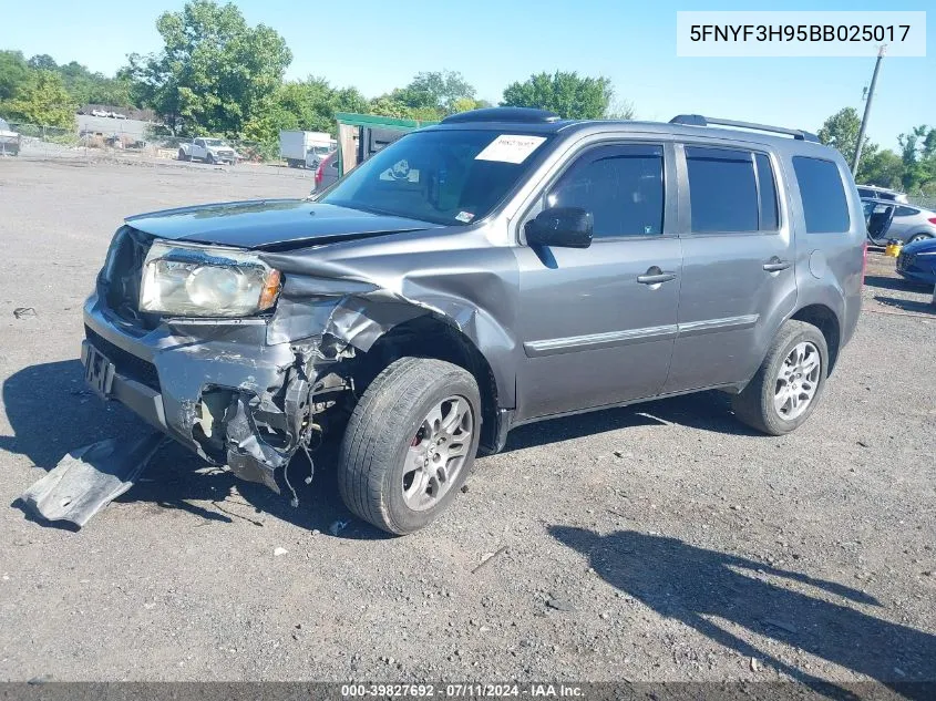 2011 Honda Pilot Touring VIN: 5FNYF3H95BB025017 Lot: 39827692