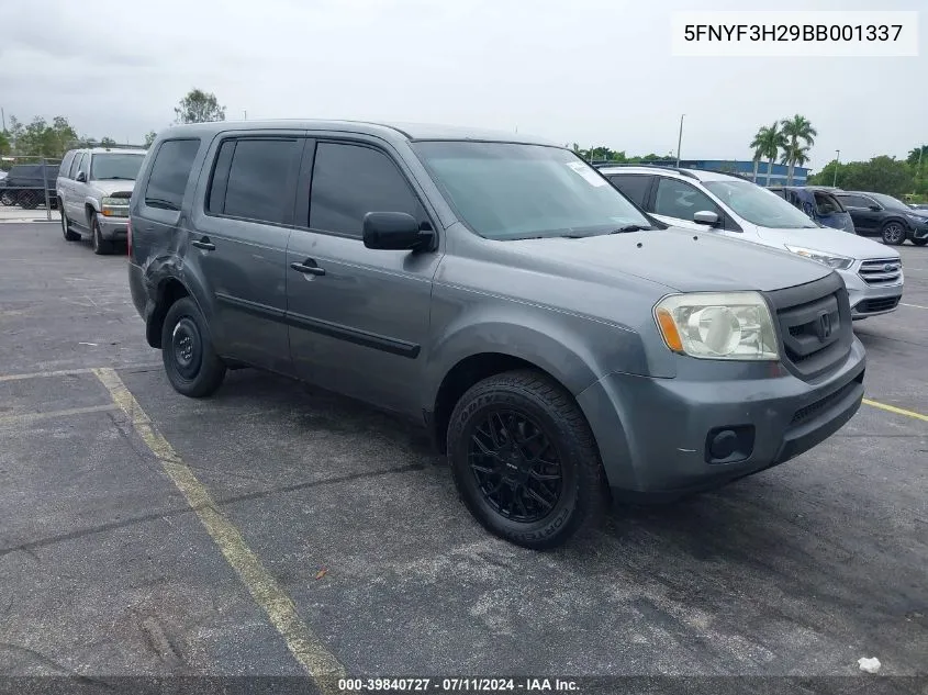 2011 Honda Pilot Lx VIN: 5FNYF3H29BB001337 Lot: 39840727