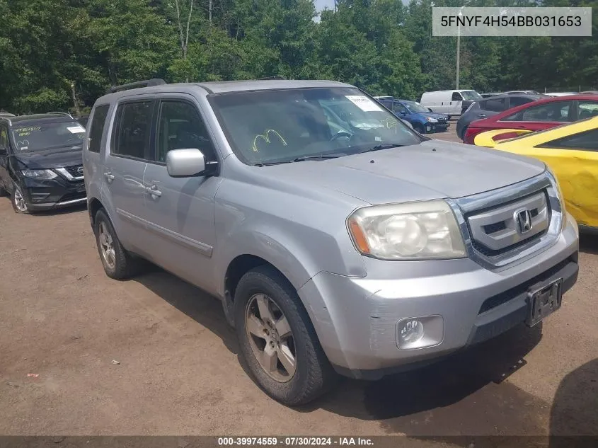 2011 Honda Pilot Ex-L VIN: 5FNYF4H54BB031653 Lot: 39974559