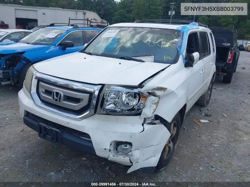 2011 Honda Pilot Ex-L VIN: 5FNYF3H5XBB003799 Lot: 39991456