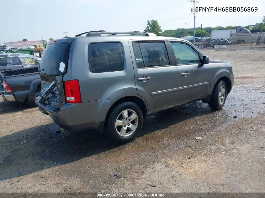 2011 Honda Pilot Ex-L VIN: 5FNYF4H68BB056869 Lot: 39996737