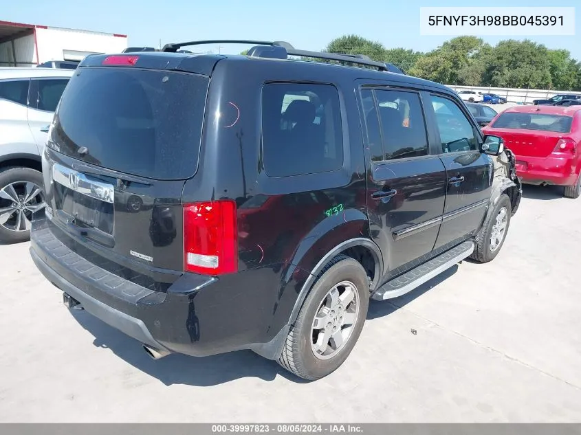 2011 Honda Pilot Touring VIN: 5FNYF3H98BB045391 Lot: 39997823