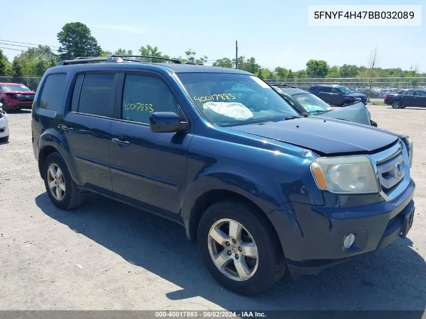 5FNYF4H47BB032089 2011 Honda Pilot Ex