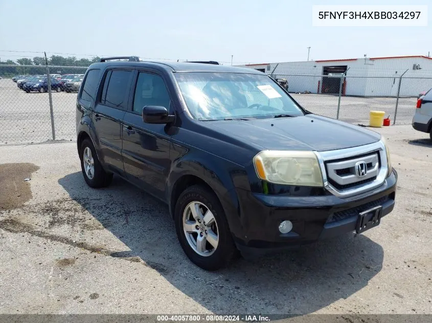 2011 Honda Pilot Ex VIN: 5FNYF3H4XBB034297 Lot: 40057800