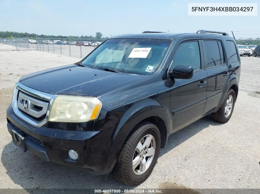 2011 Honda Pilot Ex VIN: 5FNYF3H4XBB034297 Lot: 40057800