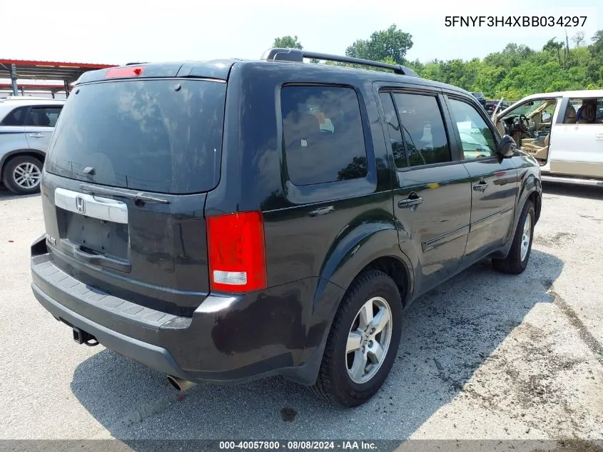 2011 Honda Pilot Ex VIN: 5FNYF3H4XBB034297 Lot: 40057800