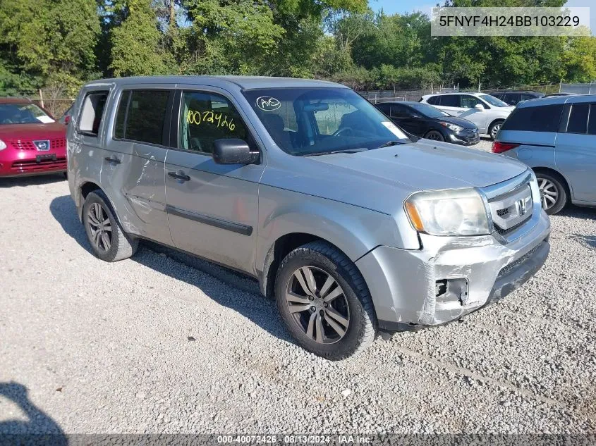 2011 Honda Pilot Lx VIN: 5FNYF4H24BB103229 Lot: 40072426