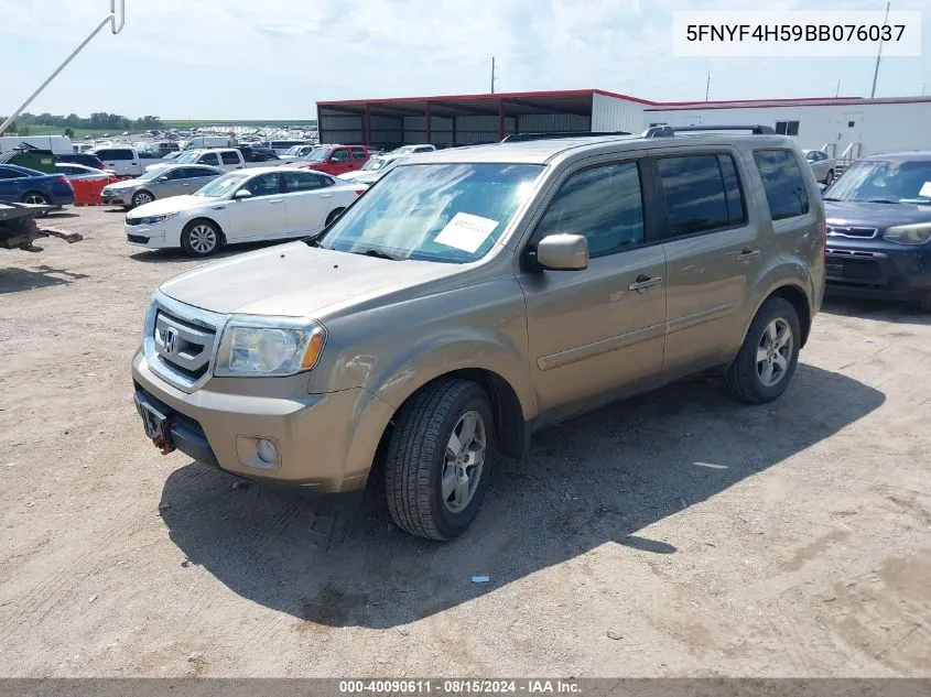 2011 Honda Pilot Ex-L VIN: 5FNYF4H59BB076037 Lot: 40090611