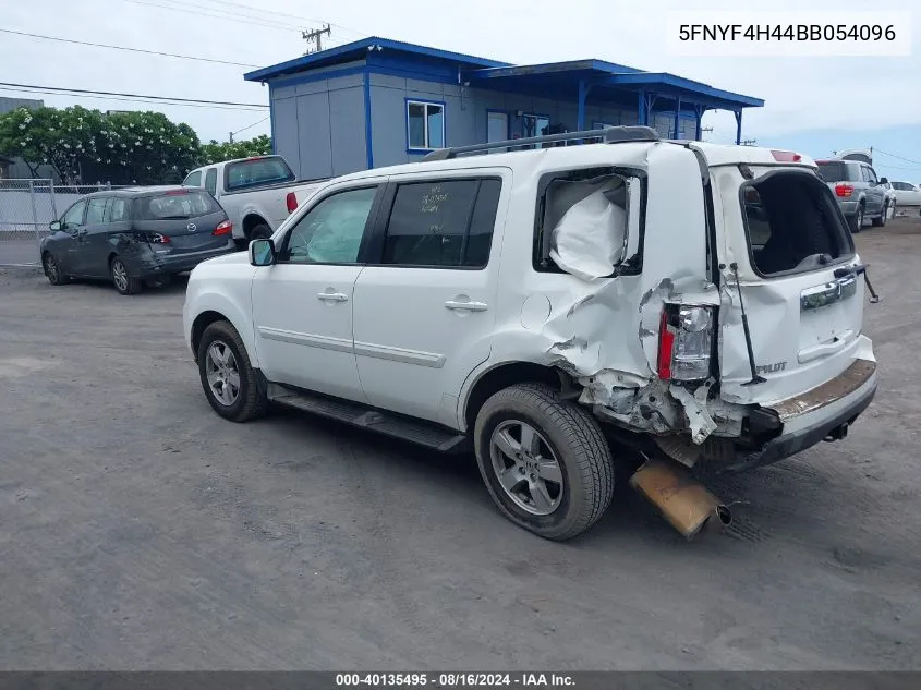 2011 Honda Pilot Ex VIN: 5FNYF4H44BB054096 Lot: 40135495