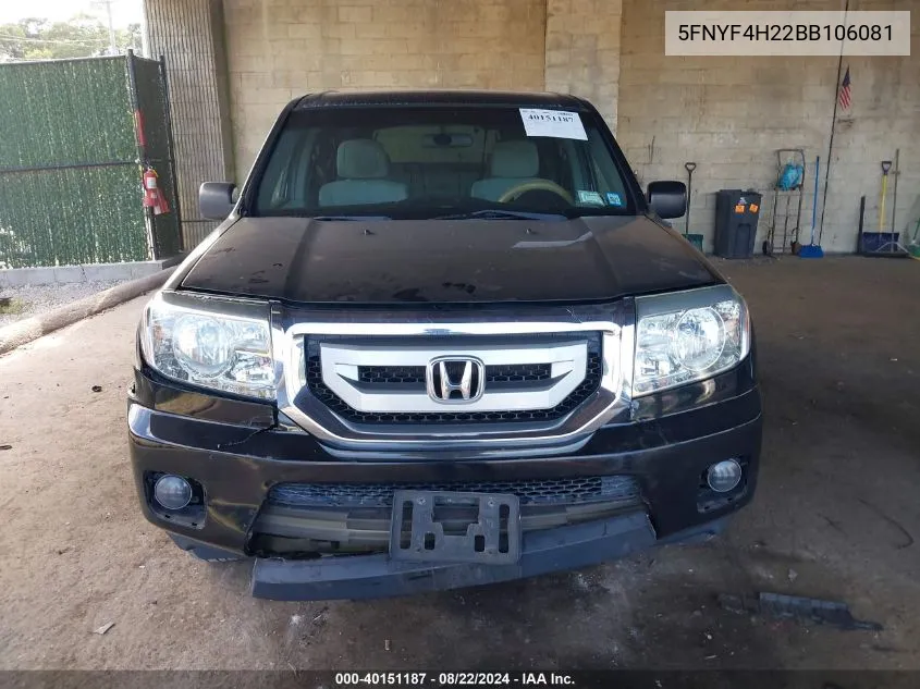 5FNYF4H22BB106081 2011 Honda Pilot Lx