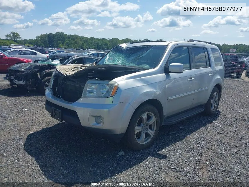 2011 Honda Pilot Ex-L VIN: 5FNYF4H57BB077977 Lot: 40161153