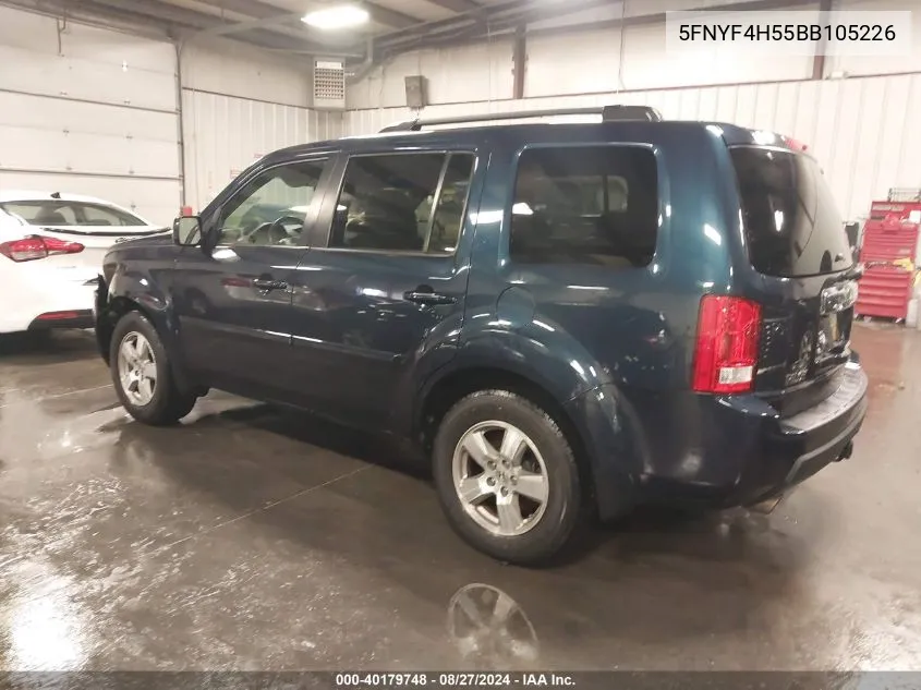 2011 Honda Pilot Ex-L VIN: 5FNYF4H55BB105226 Lot: 40179748