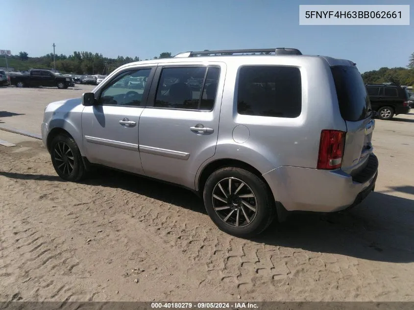 2011 Honda Pilot Exl VIN: 5FNYF4H63BB062661 Lot: 40180279