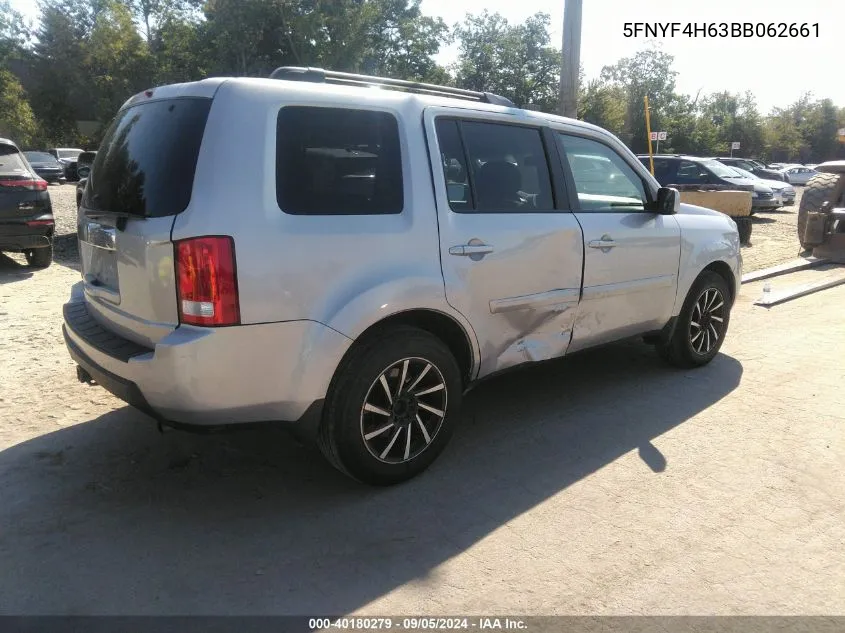 2011 Honda Pilot Exl VIN: 5FNYF4H63BB062661 Lot: 40180279