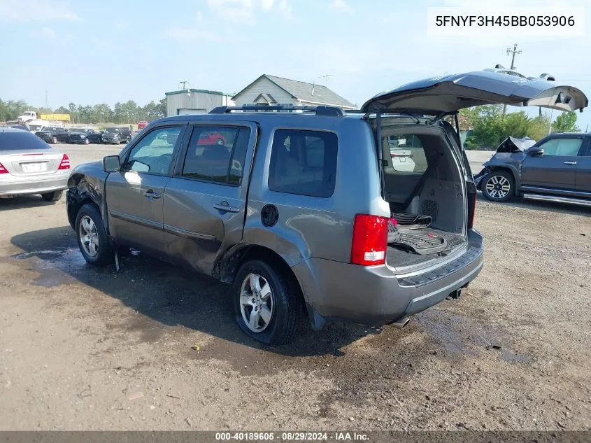 2011 Honda Pilot Ex VIN: 5FNYF3H45BB053906 Lot: 40189605