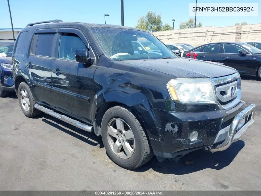 2011 Honda Pilot Ex-L VIN: 5FNYF3H52BB039924 Lot: 40201268