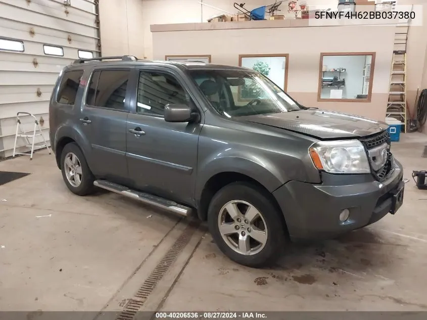 2011 Honda Pilot Ex-L VIN: 5FNYF4H62BB037380 Lot: 40206536