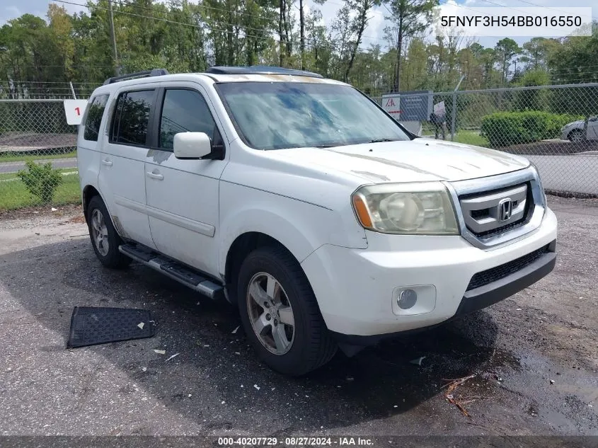 2011 Honda Pilot Ex-L VIN: 5FNYF3H54BB016550 Lot: 40207729