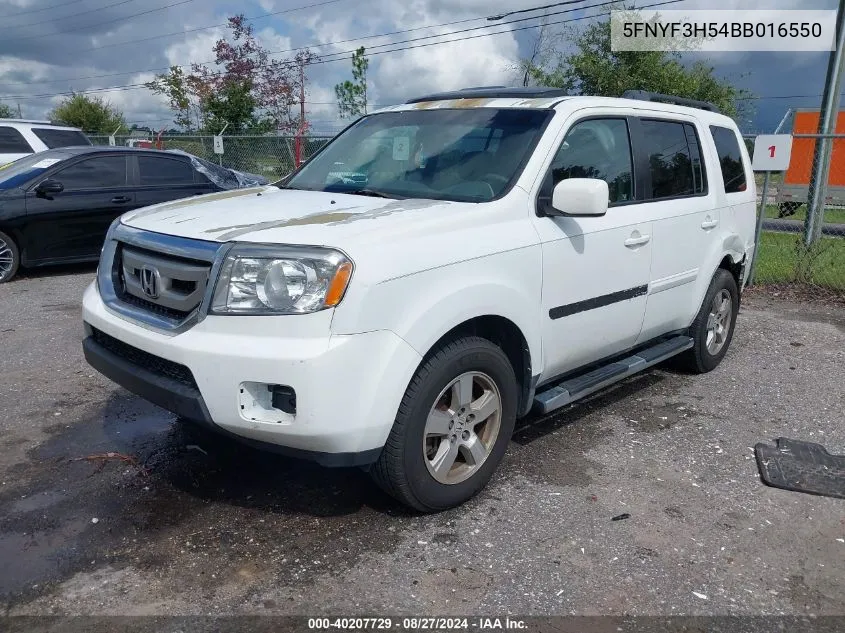 2011 Honda Pilot Ex-L VIN: 5FNYF3H54BB016550 Lot: 40207729