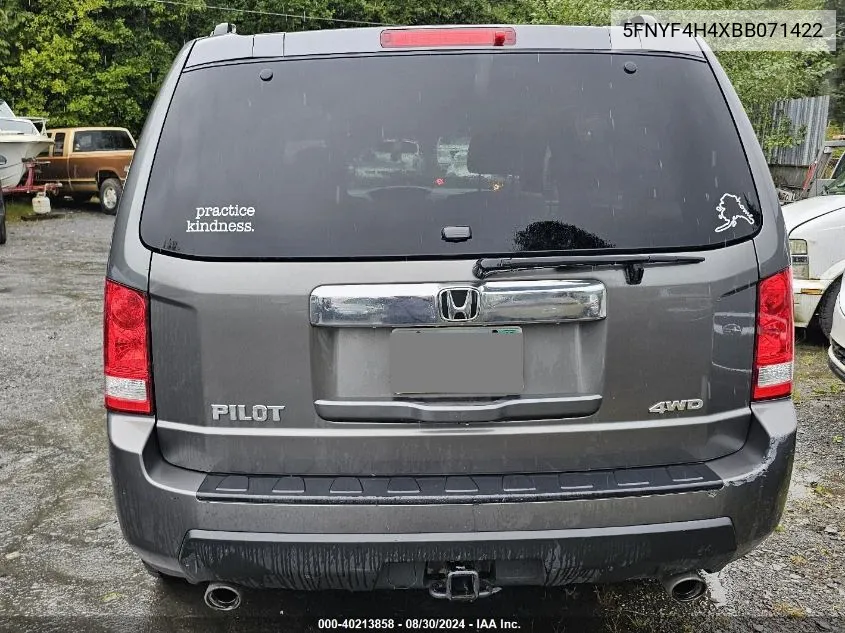 2011 Honda Pilot Ex VIN: 5FNYF4H4XBB071422 Lot: 40213858