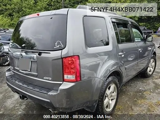 2011 Honda Pilot Ex VIN: 5FNYF4H4XBB071422 Lot: 40213858