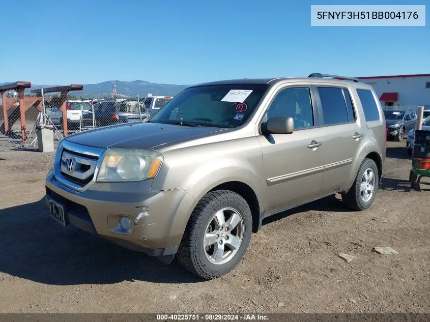 2011 Honda Pilot Ex-L VIN: 5FNYF3H51BB004176 Lot: 40225751