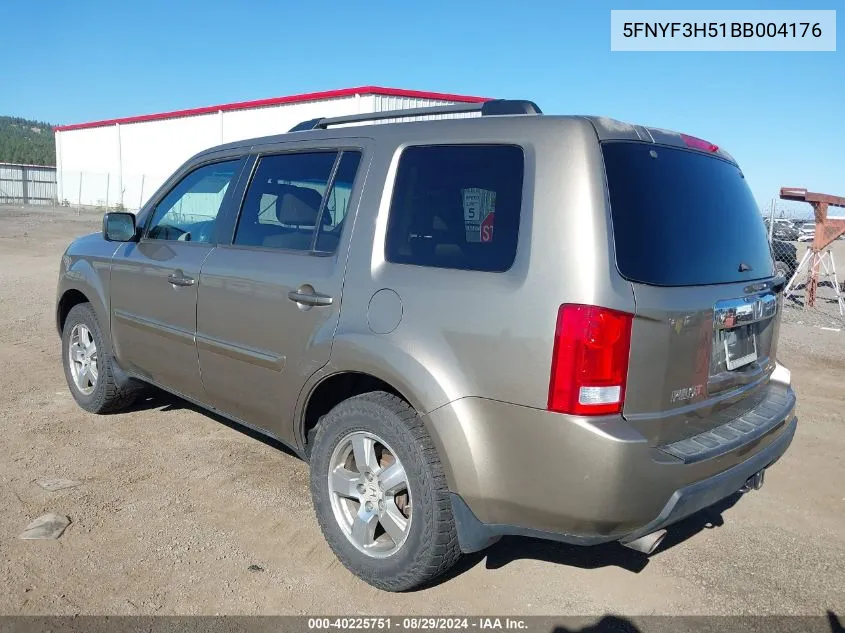 2011 Honda Pilot Ex-L VIN: 5FNYF3H51BB004176 Lot: 40225751