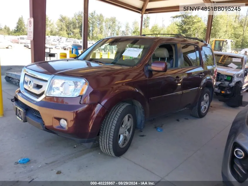 2011 Honda Pilot Exl VIN: 5FNYF4851BB095245 Lot: 40225957