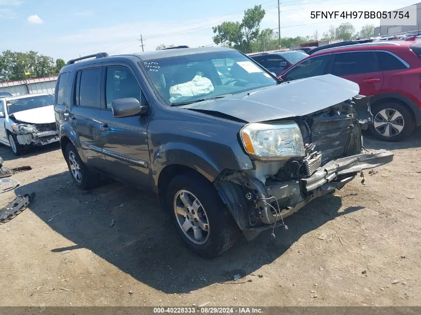 2011 Honda Pilot Touring VIN: 5FNYF4H97BB051754 Lot: 40228333