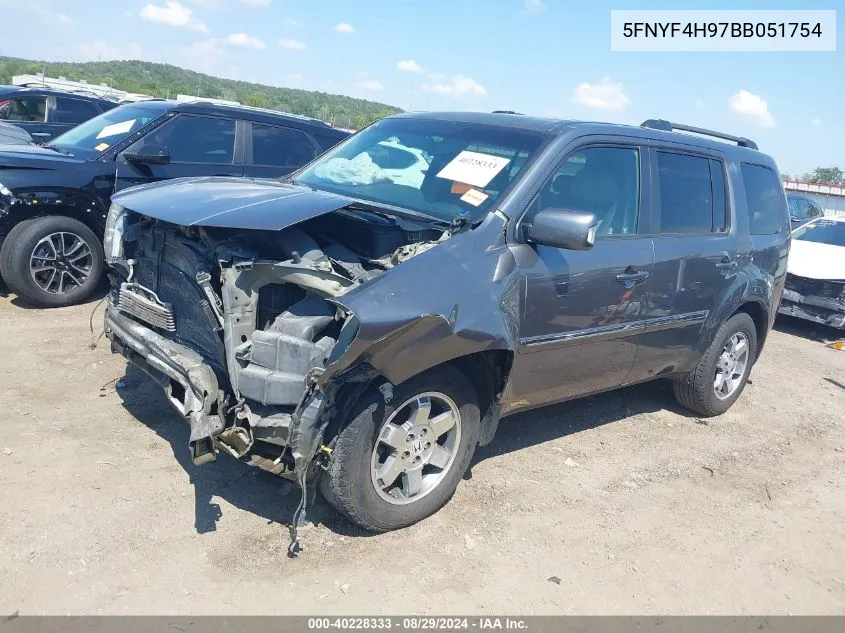 2011 Honda Pilot Touring VIN: 5FNYF4H97BB051754 Lot: 40228333