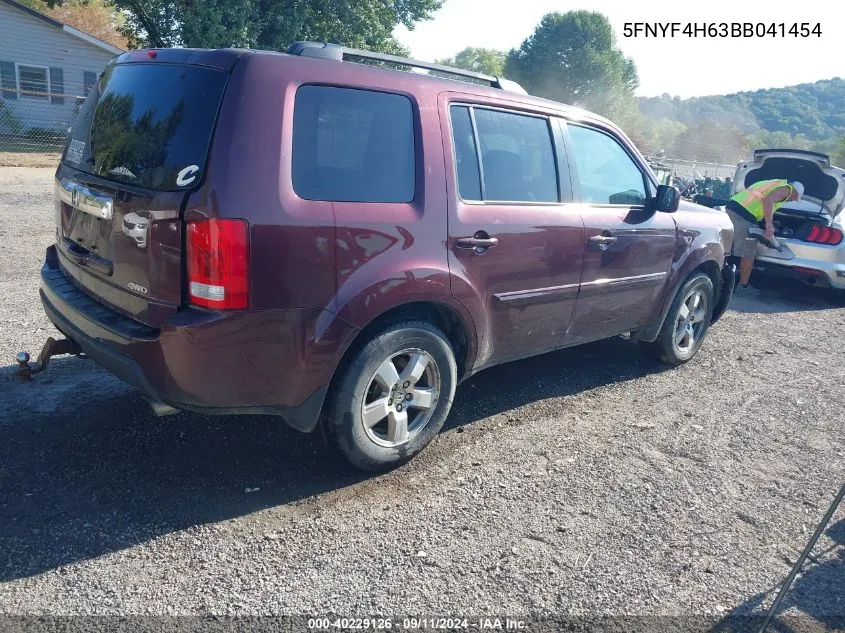 2011 Honda Pilot Exl VIN: 5FNYF4H63BB041454 Lot: 40229126