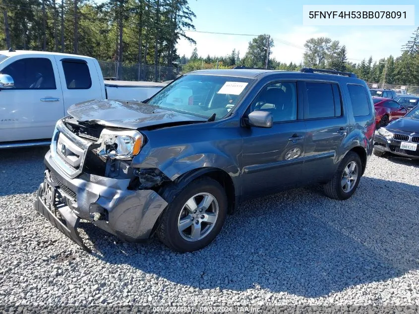 5FNYF4H53BB078091 2011 Honda Pilot Ex-L