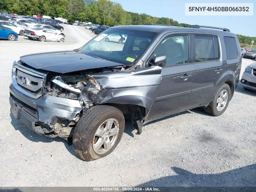 2011 Honda Pilot Ex-L VIN: 5FNYF4H50BB066352 Lot: 40254705