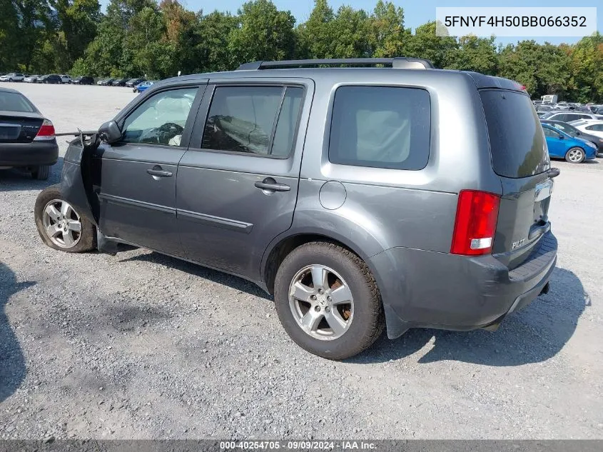 2011 Honda Pilot Ex-L VIN: 5FNYF4H50BB066352 Lot: 40254705