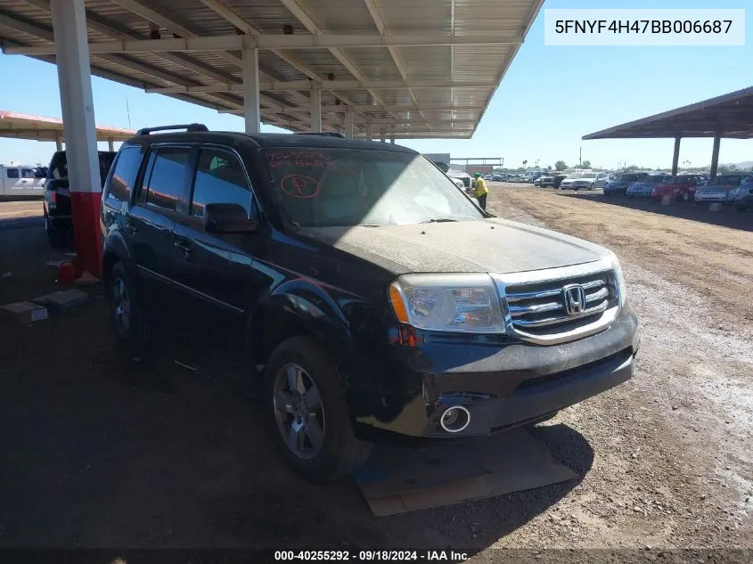 2011 Honda Pilot Ex VIN: 5FNYF4H47BB006687 Lot: 40255292