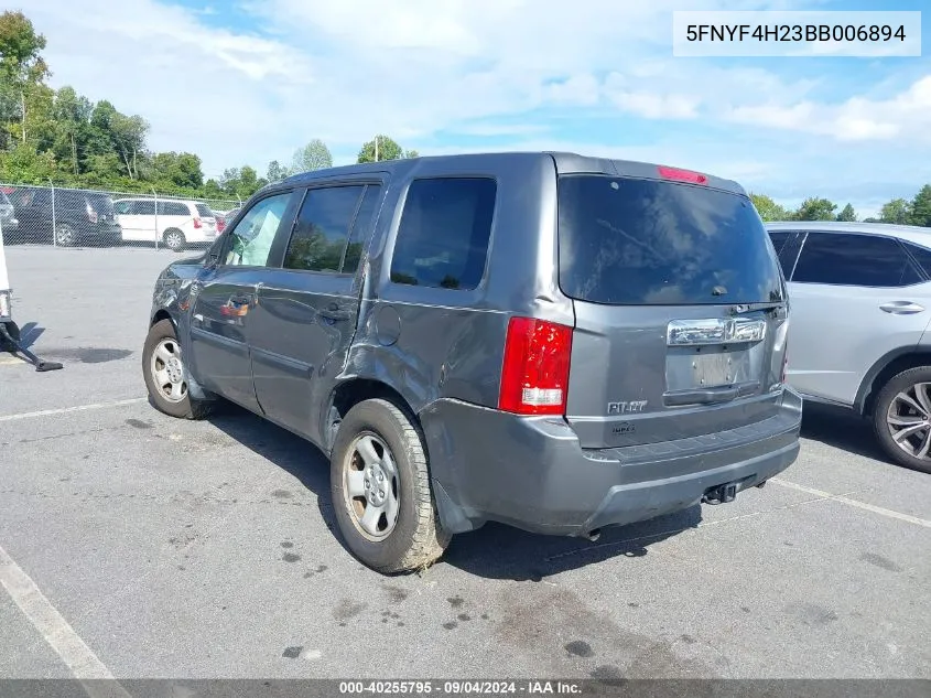 2011 Honda Pilot Lx VIN: 5FNYF4H23BB006894 Lot: 40255795