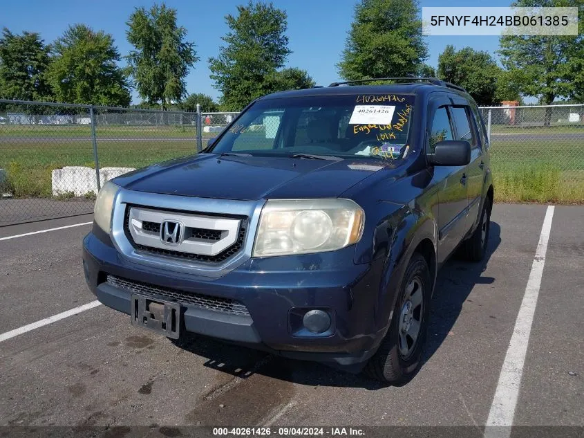 2011 Honda Pilot Lx VIN: 5FNYF4H24BB061385 Lot: 40261426