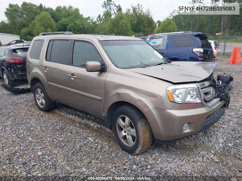 2011 Honda Pilot Ex-L VIN: 5FNYF4H72BB089083 Lot: 40266472